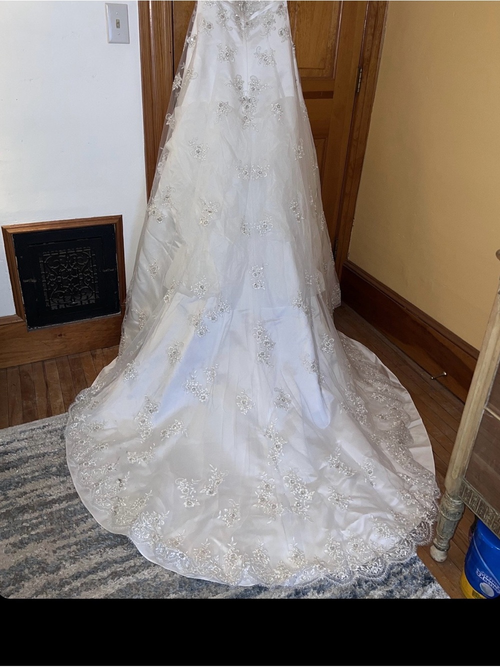 David's Bridal Collection, Strapless bodice, lace overlay skirt-12